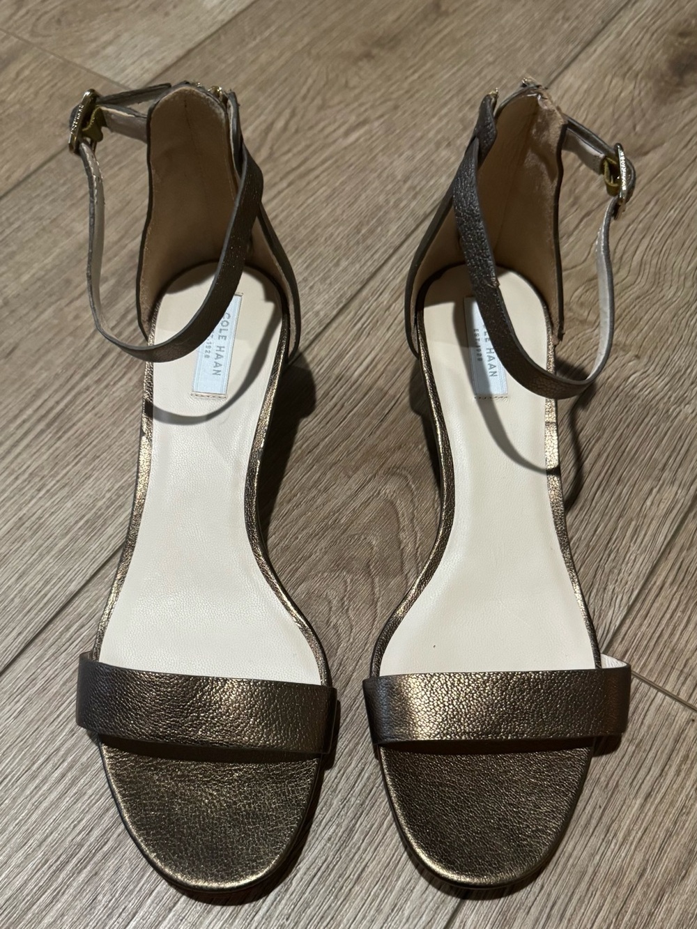 Cole Haan Metallic Bronze Open-Toe Ankle-Strap Sandals